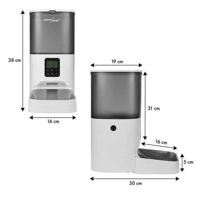 GreenBlue automatic pet food dispenser/feeder, 6L, USB 5V1A, GB393 GreenBlue automatic pet food dispenser/feeder, 6L, USB 5V1A, GB393
