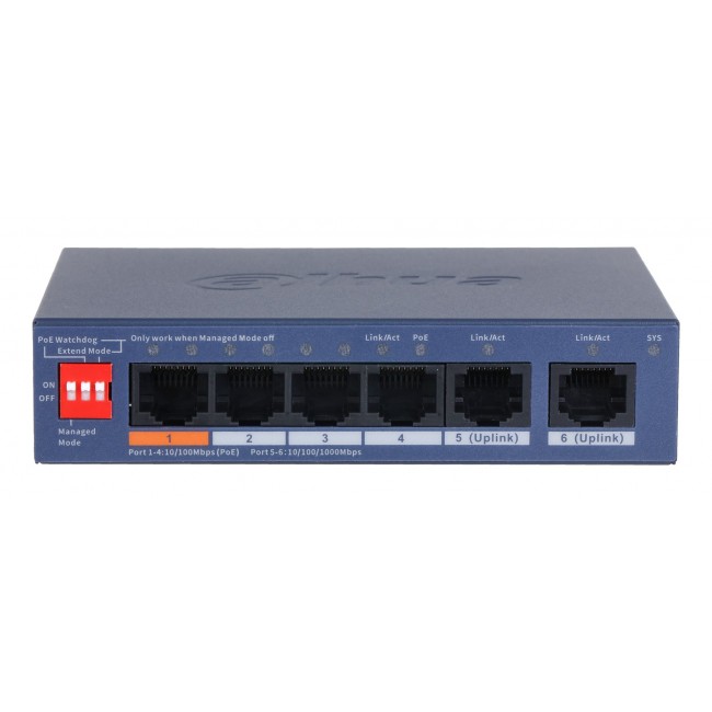 Dahua Technology CS4006-4ET2GT-60 network switch Managed L2 Gigabit Ethernet (10/100/1000) Power over Ethernet (PoE) Blue Dahua Technology CS4006-4ET2GT-60 network switch Managed L2 Gigabit Ethernet (10/100/1000) Power over Ethernet (PoE) Blue