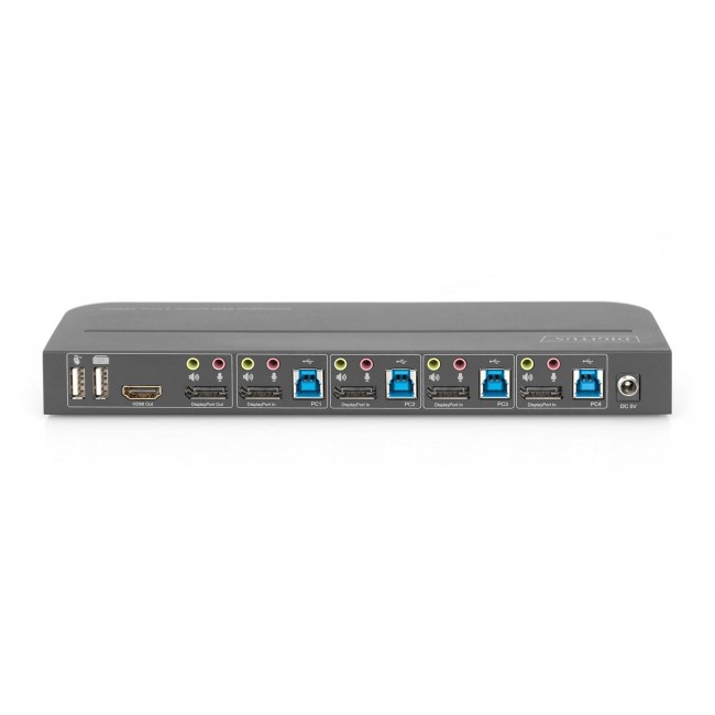 Digitus KVM Switch, 4-Port, 4K60Hz, 4 x DP in, 1 x DP/HDMI out