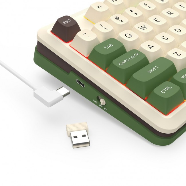 REDRAGON K681CGC-RGB-PRO Cyrus keyboard USB + RF Wireless + Bluetooth White, Green