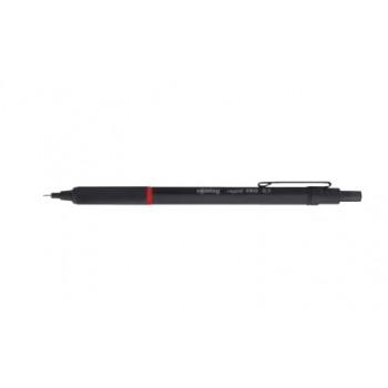 Retractable clip pen holder - black - metal - 0.7mm