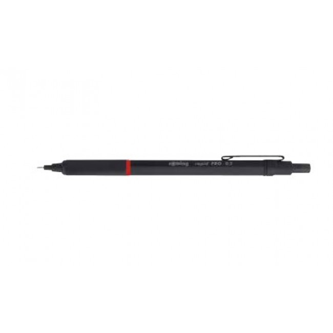 Retractable clip pen holder - black - metal - 0.7mm