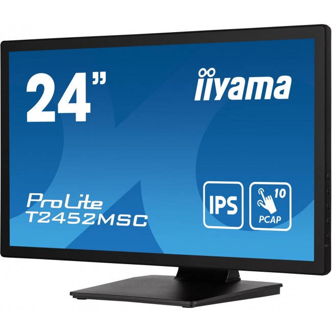 iiyama ProLite 23.8 PCAP 10pt touchscreen monitor featuring IPS panel technology, Edge-to-Edge glass design and anti fingerprint coating
