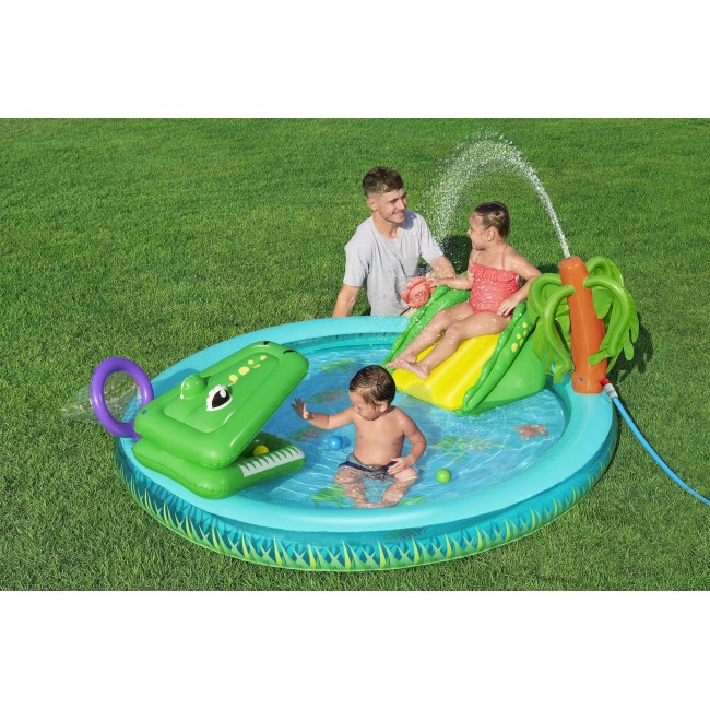 Bestway Crocodile Cove Kids Inflatable Water Play Center and Pool 2.24 m x 1.81 m x 72 cm