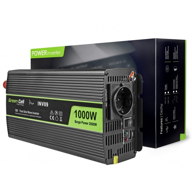 Green Cell INV09 power adapter/inverter Auto 1000 W Black Green Cell INV09 power adapter/inverter Auto 1000 W Black