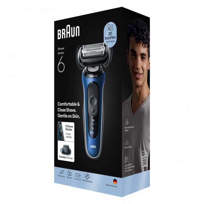 Braun Series 6 62-B1200S Foil shaver Trimmer Blue