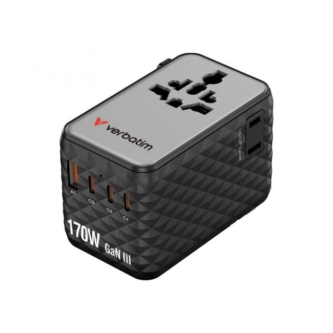 Verbatim Charge 'n' Travel 170W Universal Travel Adapter Black