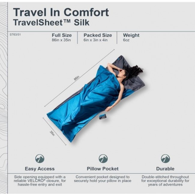 Cocoon TravelSheet Rectangular sleeping bag Cotton Blue