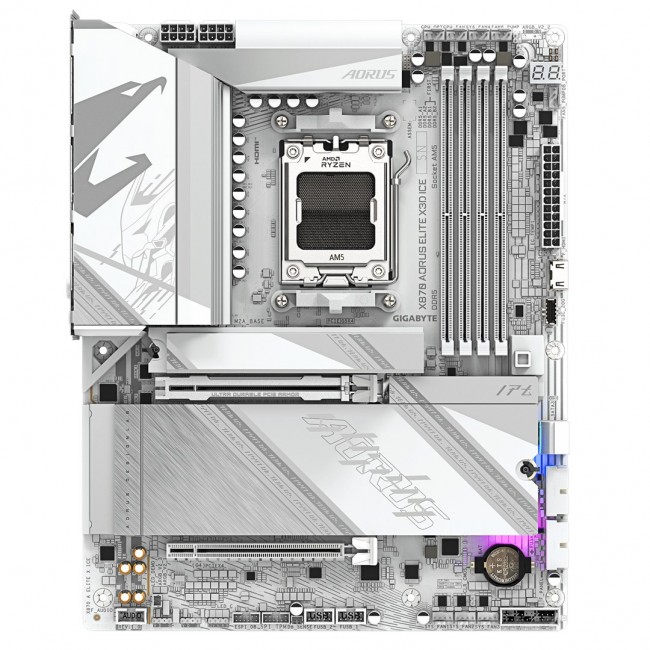 GIGABYTE X870 AORUS ELITE X3D ICE Motherboard - Supports AMD Ryzen 9000 CPUs, 16+2+2 Phases Digital VRM, up to 9000Hz DDR5 (OC), 2xPCIe 5.0 + 2xPCIe 4.0, Wi-Fi 7, 2.5GbE LAN, USB 4
