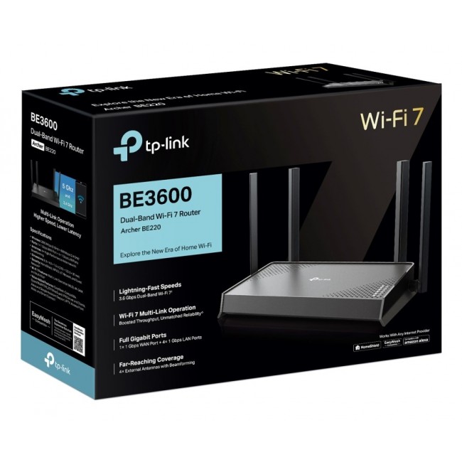 TP-Link Archer BE220 wireless router Gigabit Ethernet Dual-band (2.4 GHz / 5 GHz) Black
