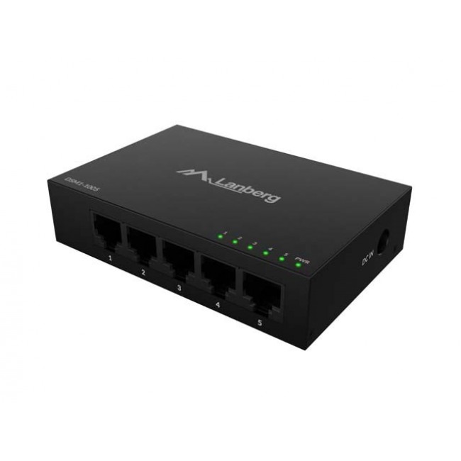 LANBERG DSM1-1005 SWITCH 5X 1GB/S UNMANAGED GIGABIT ETHERNET DESKTOP 12V (METAL CASE)