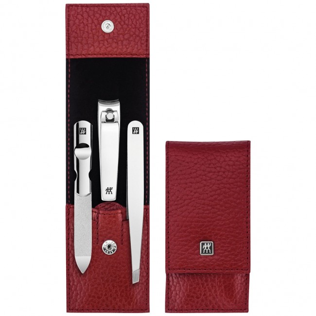 Zwilling Classic Inox Travel Set - Leather Case, 3 Pieces - Red Zwilling Classic Inox Travel Set - Leather Case, 3 Pieces - Red