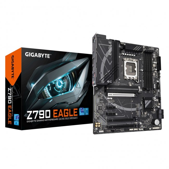GIGABYTE Z790 EAGLE Motherboard - Supports 14th Gen. Intel Core CPUs, 12+1+1 phases VRM, up to 7600MHz DDR5 (OC), 3xPCIe 4.0 M.2, 2,5GbE LAN, USB 3.2 Gen 2 GIGABYTE Z790 EAGLE Motherboard - Supports 14th Gen. Intel Core CPUs, 12+1+1 phases VRM, up to 7600MHz DDR5 (OC), 3xPCIe 4.0 M.2, 2,5GbE LAN, USB 3.2 Gen 2