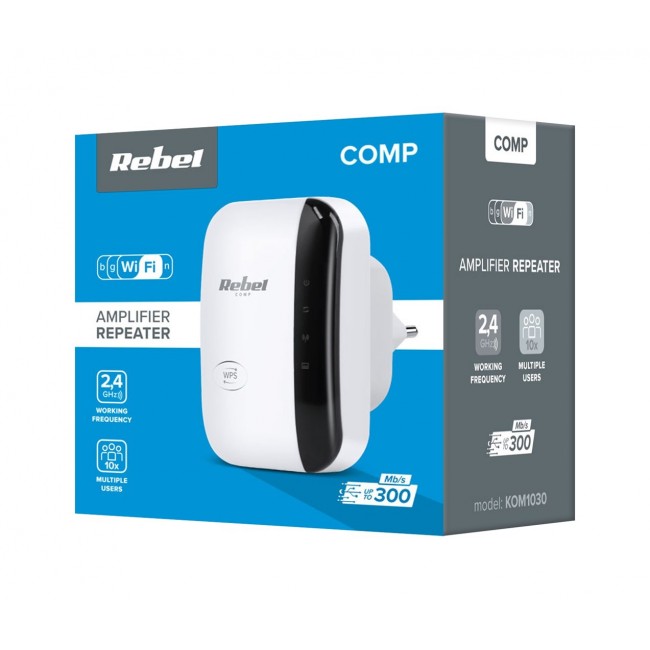 Rebel Wi-Fi signal amplifier KOM1030 white Rebel Wi-Fi signal amplifier KOM1030 white