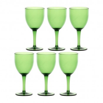 ROSE&TULIPANI FIABA Set of 6 Acrylic Wine Glasses 400 ml, Green
