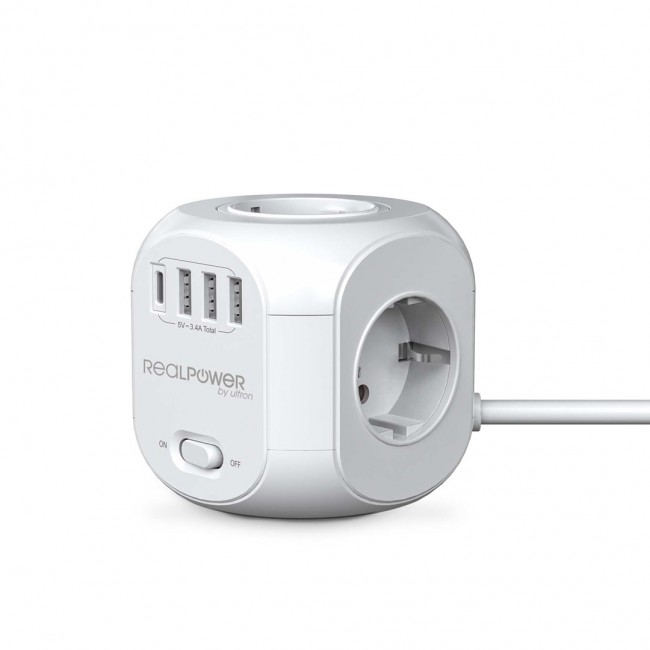 RealPower Steckdosenw rfel PowerBox 431 + 3xUSB-A / 1xUSB-C