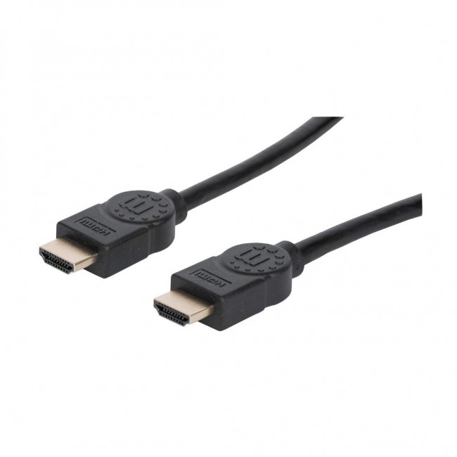 Manhattan HDMI Cable with Ethernet, 8K@60Hz (Ultra High Speed), 2m, Male to Male, Black, 4K@120Hz, Ultra HD 4k x 2k, Fully Shielded, Gold Plated Contacts, Lifetime Warranty, Polybag