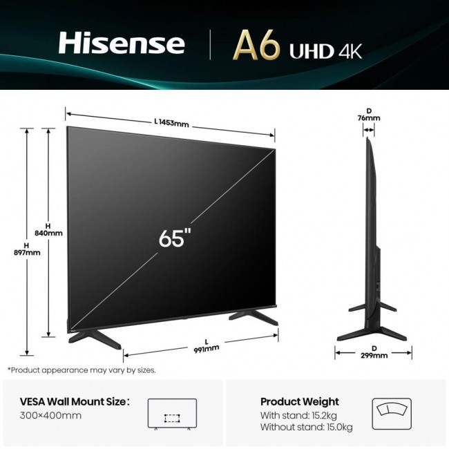 Hisense 65A6Q TV 165.1 cm (65 Hisense 65A6Q TV 165.1 cm (65