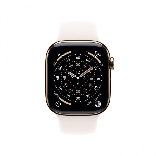 Apple Watch Series 11 GPS + Cellular 46mm Gold Titanium Case with Light Blush Sport Band - M/L