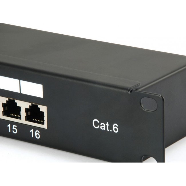 Equip 16-Port Cat.6 Shielded Patch Panel, Black Equip 16-Port Cat.6 Shielded Patch Panel, Black