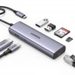 Ugreen CM512 90568 USB-C adapter 2 USB-A 3.0 / HDMI / RJ45 / SD and TF card reader / USB-C PD 100 W Grey