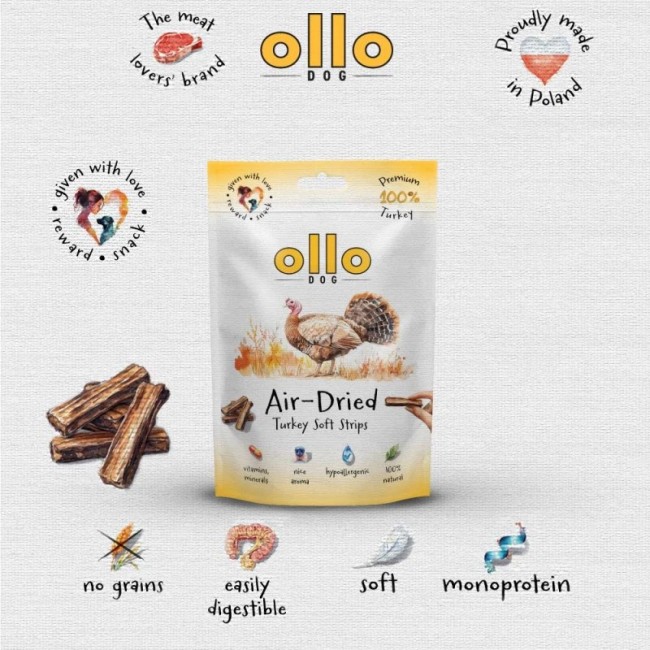 OLLO Air-Dried Turkey strips - dog treat - 80g