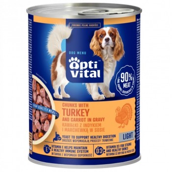 OPTIVITAL Chunks with turkey and carrots in gravy - wet dog food - 415g
