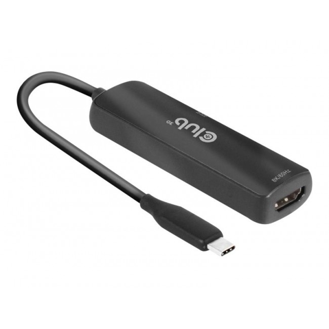CLUB3D USB Gen2 Type-C to HDMI 8K60Hz or 4K120Hz HDR10+ with DSC1.2 with Power Delivery 3.0 Active Adapter M/F
