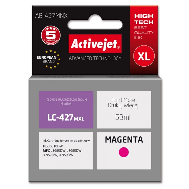 Activejet AB-427MNX Brother printer ink cartridge, replacement for Brother LC-427MXL Supreme 53 ml magenta