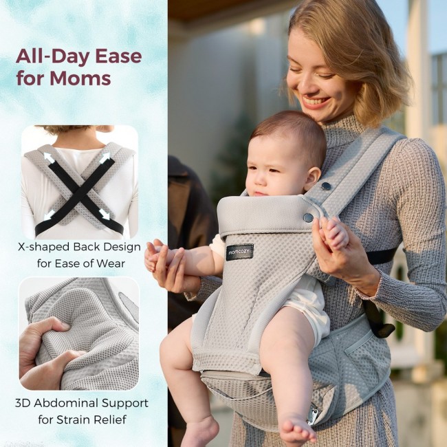 Momcozy Air Mesh Hip Seat Baby Carrier, Grey