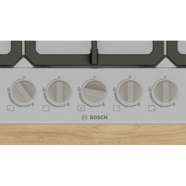 Bosch Serie 4 PGQ7B5K90 hob Stainless steel Built-in 75 cm Gas 5 zone(s) Bosch Serie 4 PGQ7B5K90 hob Stainless steel Built-in 75 cm Gas 5 zone(s)