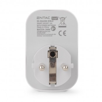 Entac Smart Single Socket Adapter 1x Type-F, 2xUSB-A, 1xUSB-C 2.4A WIBLE
