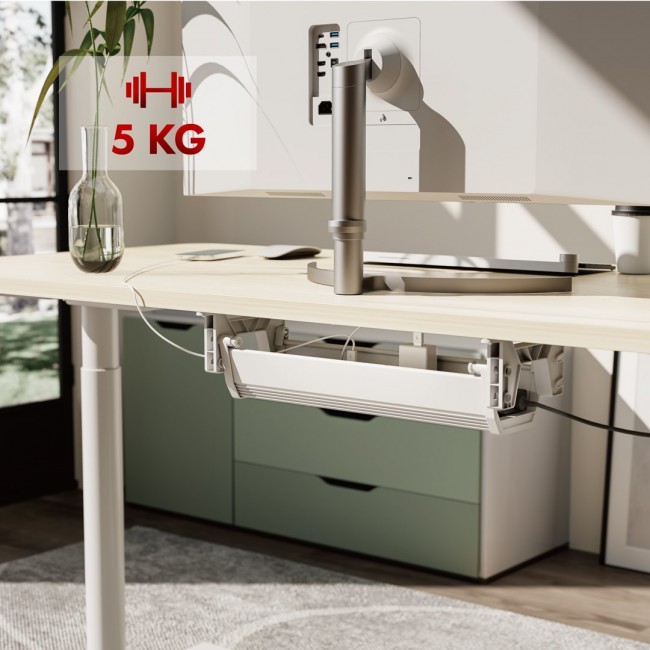 Maclean under-desk cable/extension organizer, max. load 5kg, white, MC-106 W Maclean under-desk cable/extension organizer, max. load 5kg, white, MC-106 W