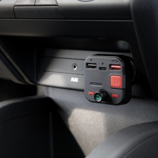 SAVIO FM transmitter, Bluetooth 5.3, QC 3.0 charger, LED display, Bass Boost, TR-15, black SAVIO FM transmitter, Bluetooth 5.3, QC 3.0 charger, LED display, Bass Boost, TR-15, black