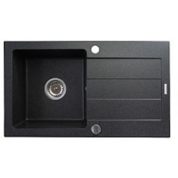 Single-bowl granite sink with drainer PYRAMIS SPARTA 76x44 1B 1D 70000101 black