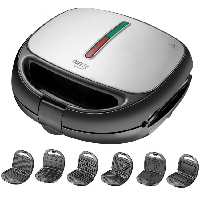 Camry | CR 3057 | Sandwich maker 6 in 1 | 1200 W | Number of plates 6 | Number of pastry | Diameter cm | Black/Silver