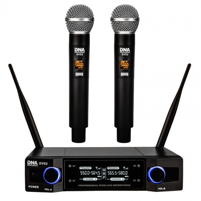 DNA Professional DVS2 - wireless microphone, 2 handheld transmitters + base unit (560 590 MHz)