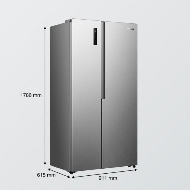 Gorenje Side by side kyl /fryssk p med MultiFlow Cooling f r j mn luftcirkulation i hela sk pet. NoFrost Plus eliminerar manuell avfrostning, medan SuperCool och FastFreeze hj lper till att uppr tth lla optimala f rh llanden f r nyinlagda dagligvaror.