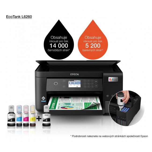 Epson L6260 Inkjet A4 4800 x 1200 DPI 33 ppm Wi-Fi Epson L6260 Inkjet A4 4800 x 1200 DPI 33 ppm Wi-Fi