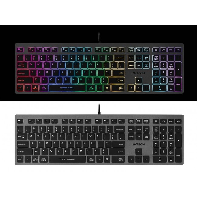A4Tech FSTYLER FX60H (Neon Backlit) keyboard USB QWERTY Black, Grey A4Tech FSTYLER FX60H (Neon Backlit) keyboard USB QWERTY Black, Grey