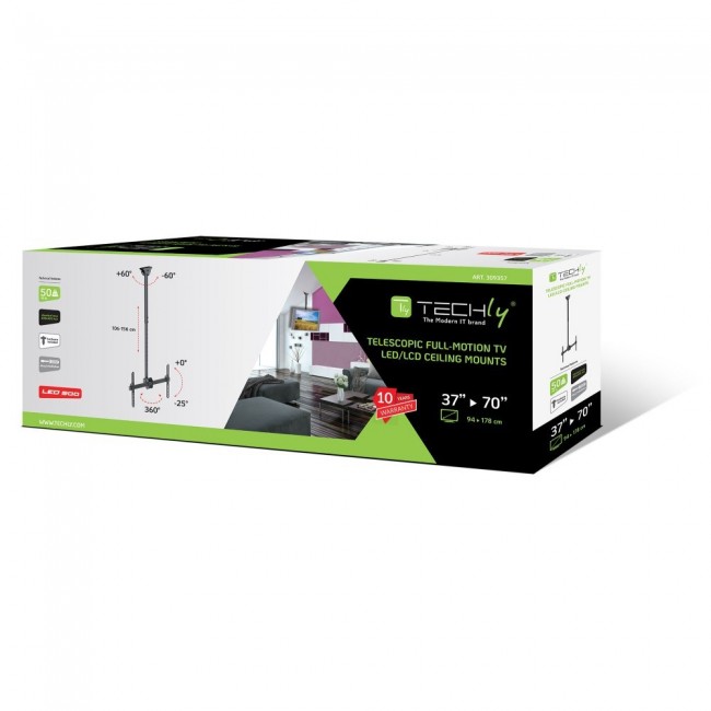 Techly 37-70 Telescopic Ceiling Long Support LED TV LCD