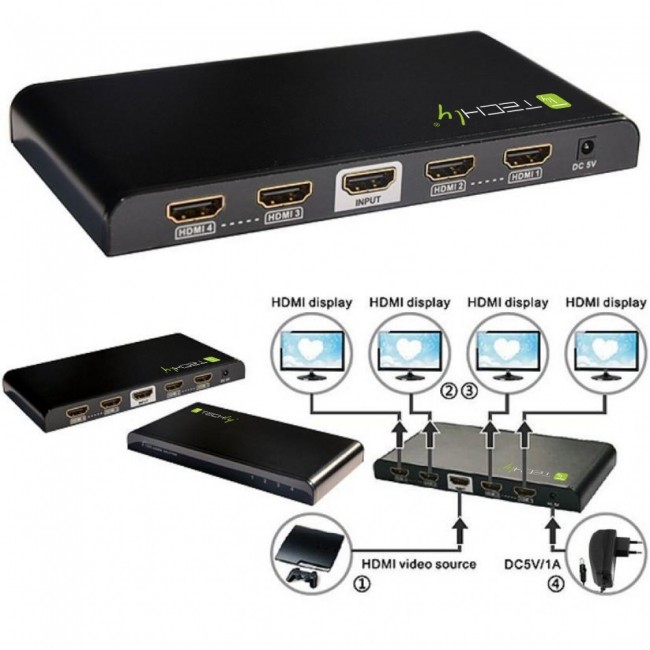 Techly Splitter HDMI 4 way 4K*2K IDATA HDMI-4K4 Techly Splitter HDMI 4 way 4K*2K IDATA HDMI-4K4