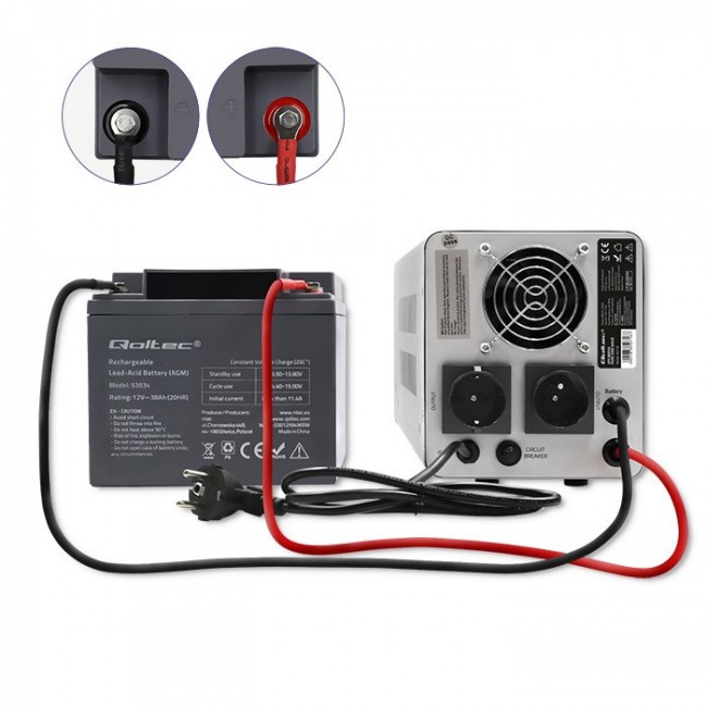 Qoltec 50718 Uninterruptible power supply Pure Sine Wave UPS | 800VA | 560W | constant phase | Grey Qoltec 50718 Uninterruptible power supply Pure Sine Wave UPS | 800VA | 560W | constant phase | Grey