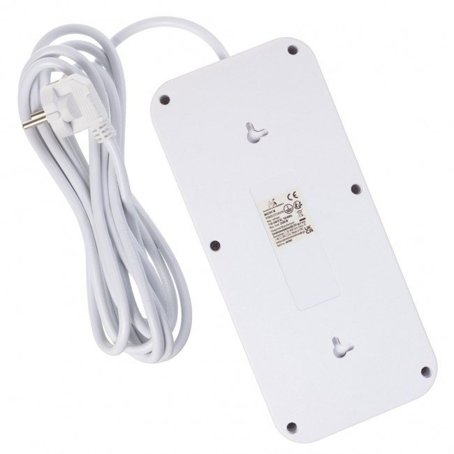Maclean power strip, 6 socket extension + 4xUSB, 110-240V AC 50/60Hz, 2.1A max 2500W, 3m, white, MCE391 W