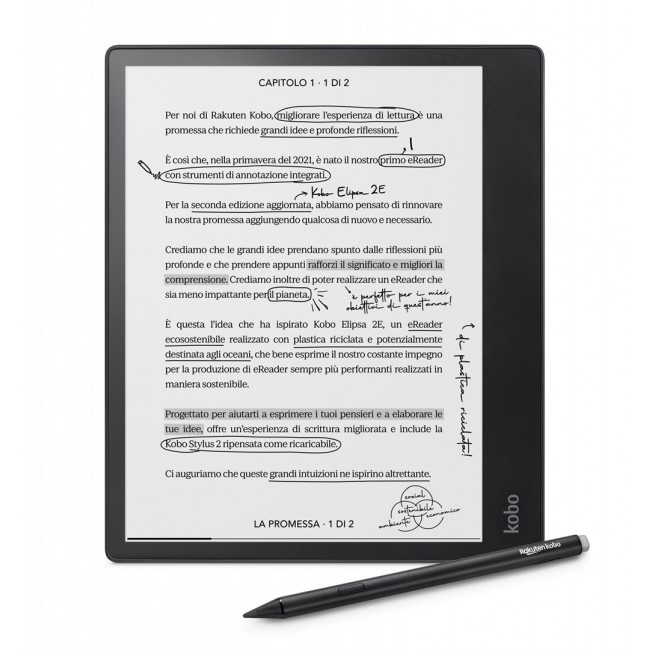 Kobo eBook-Reader eBookReader Elipsa 2E 32GB Bundle incl Stylus (N605-KU-BK-K-BU) (N605KUBKKBU)