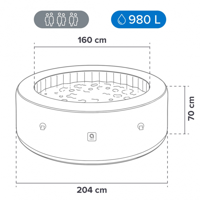 Garden spa, inflatable pool, AVENLI NICE 6-person hot tub, 204x70, brick-coloured