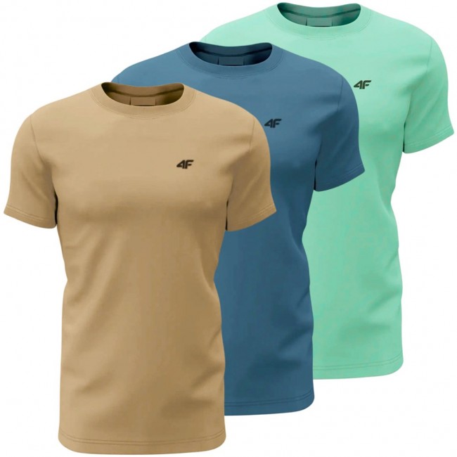 Koszulka męska 4F M4481 3pak be owa, niebieska, miętowa 4FWSS26TTSHM4481 91S 2XL Koszulka męska 4F M4481 3pak be owa, niebieska, miętowa 4FWSS26TTSHM4481 91S 2XL