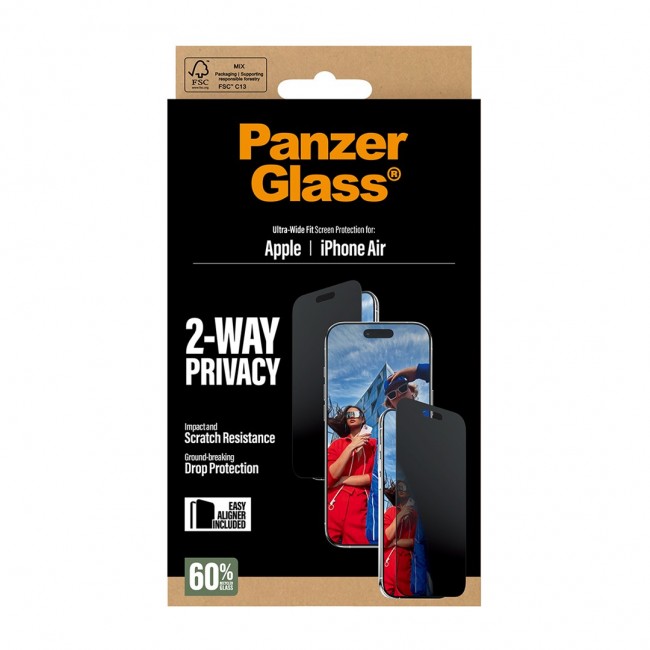 PanzerGlass 2-Way Privacy Screen Protector iPhone Air | Ultra-Wide Fit w. EasyAligner Clear screen protector Apple 1 pc(s)