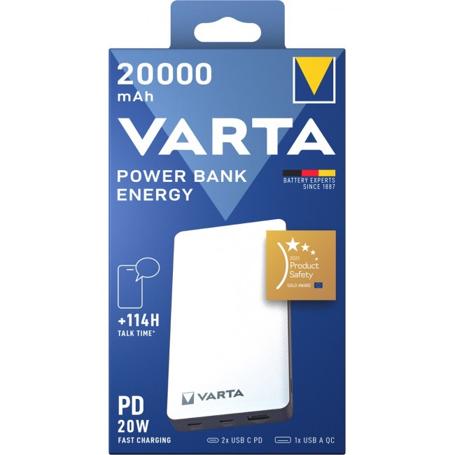 Varta Energy 20000 Lithium Polymer (LiPo) 20000 mAh Black, White