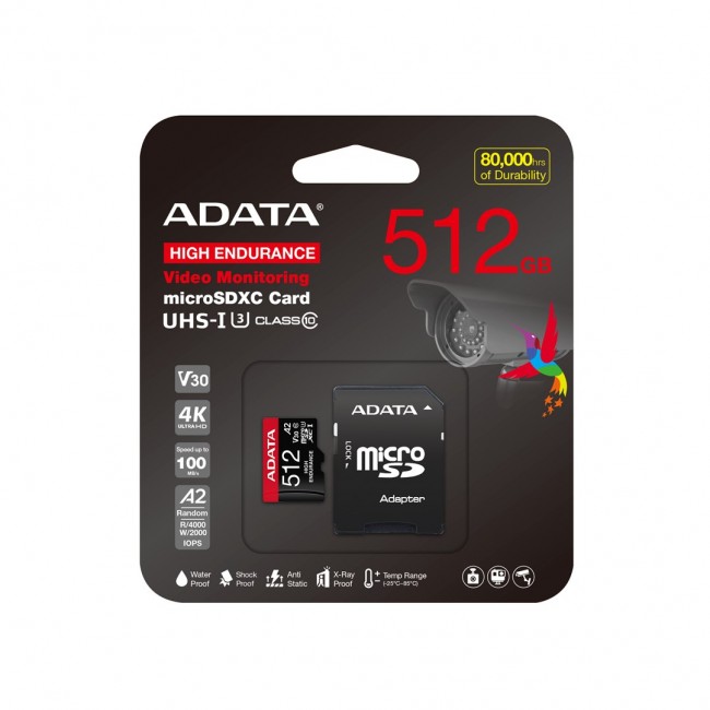 ADATA High Endurance 512 GB MicroSDXC UHS-I Class 10 ADATA High Endurance 512 GB MicroSDXC UHS-I Class 10